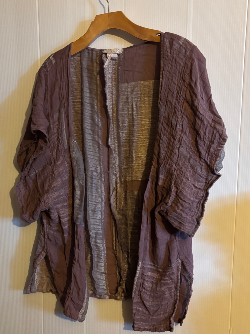 Free People Lightweight Mauve Patchwork Open Cardigan
